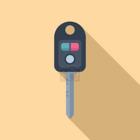 Illustration for Smart alarm key icon flat vector. Vehicle electronic. Service safe chip - Royalty Free Image