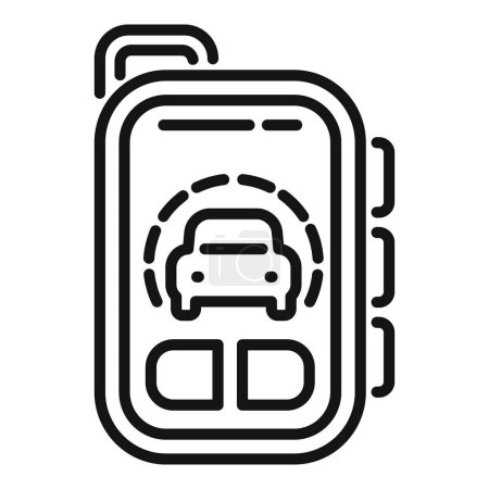 Système d'alarme de voiture icône contour vecteur. Sécurité intelligente. Sans clé sécurisé