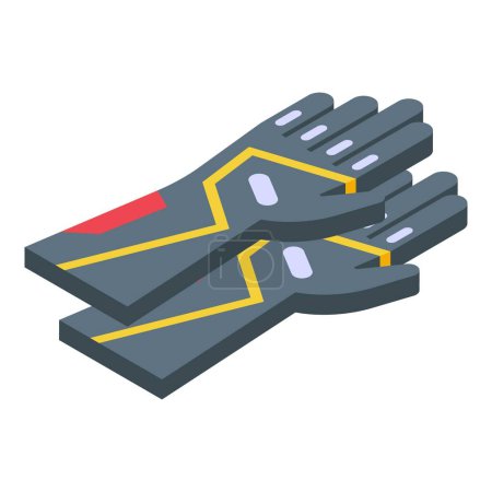 Karting deporte guantes icono vector isométrico. Equipo de carreras. Pista deportiva
