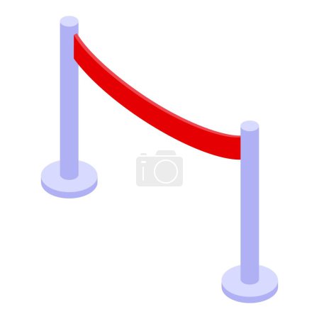 Illustration for Red barrier on pillars icon isometric vector. Stop movement. Metal material - Royalty Free Image