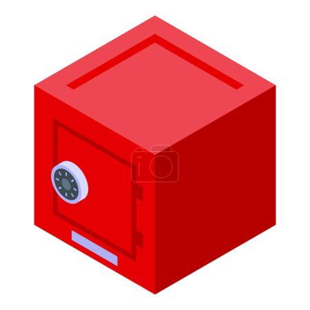 Red money safe box icon isometric vector. Finance protection. Monetary central