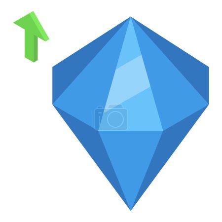 Icono de color azul diamante vector isométrico. Activos financieros. Piedra preciosa