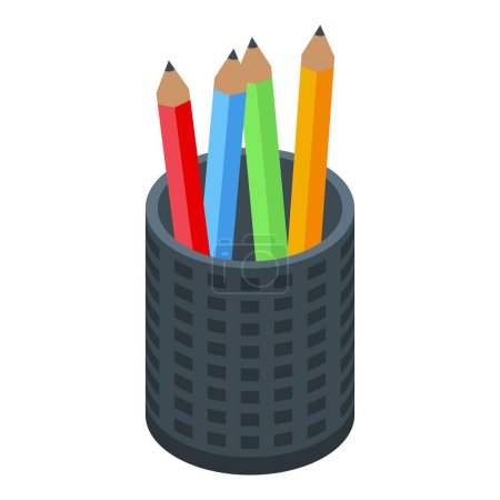 Ilustración de Plástico lápiz pie icono vector isométrico. Herramientas coloridas. Elementos de dibujo - Imagen libre de derechos