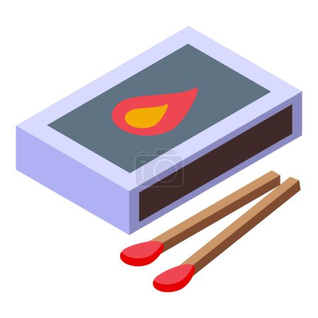 Matches box icon isometric vector. Wooden material. Modern design
