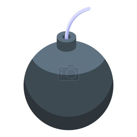Bomba icono petard vector isométrico. Pelota redonda. Diseño de color negro