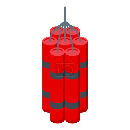 Red dynamite icon isometric vector. Explosive element. Small petard