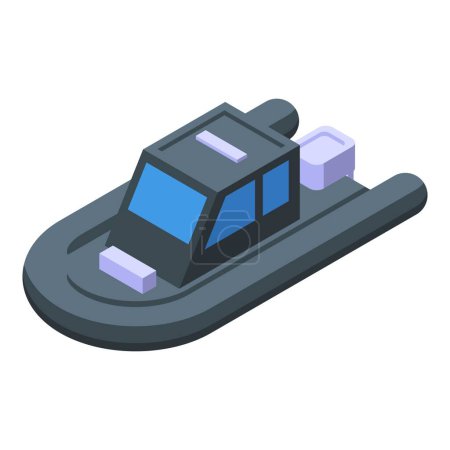 Arctic exploration rubber boat icon isometric vector. North research. Cold science