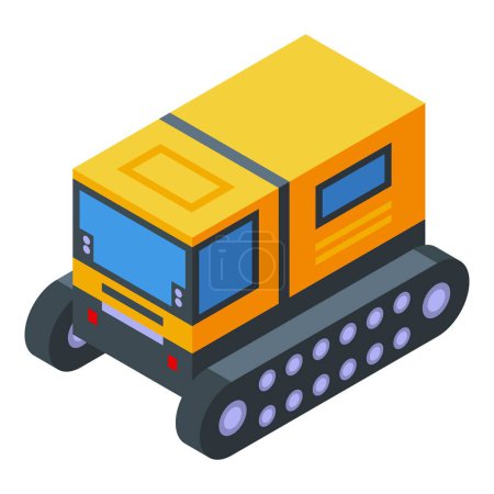 Arctic exploration vehicle icon isometric vector. Winter expedition. North pole post