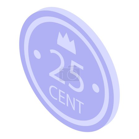 25 centavo icono icono isométrico vector. Moneda de plata. Dinero para máquina tragaperras