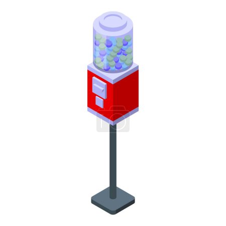 Téléchargez les illustrations : Partie Bubblegum machine icône vecteur isométrique. Objet sucre. Jeu brillant - en licence libre de droit