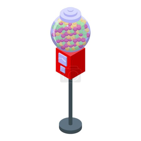 Flavor dessert bubble gum icon isometric vector. Slot equipment. Food machine