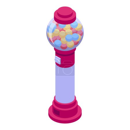 Globo bubblegum icono de la máquina vector isométrico. Ranura de decoración. Dulces de juguete