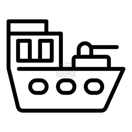 Vecteur de contour d'icône de navire militaire. cuirassé maritime. Navire de défense aquatique