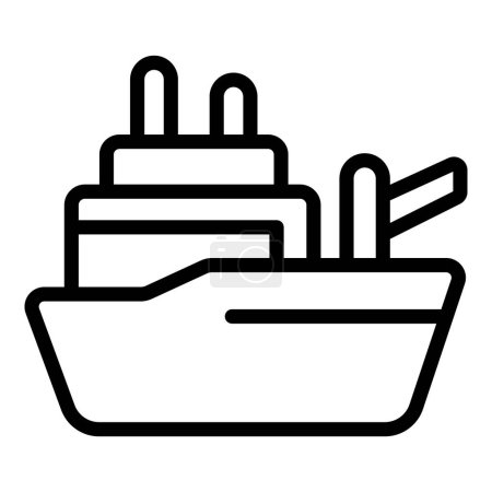 Ilustración de Icono de nave naval militar contorno vector. Nave de guerra marítima. Defensa del ejército de agua - Imagen libre de derechos