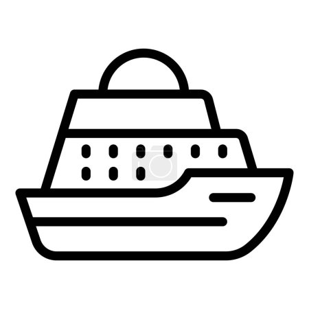 Vecteur de contour des icônes des navires de guerre. Bateau de défense maritime. Navire de guerre destroyer