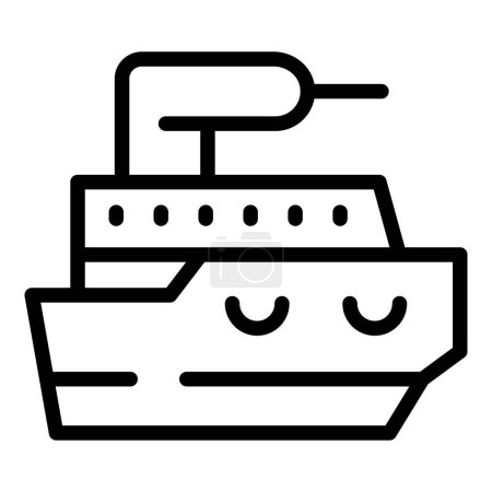 Ilustración de Guerra batalla barco icono contorno vector. Transporte del ejército de defensa. Buque armado de combate - Imagen libre de derechos