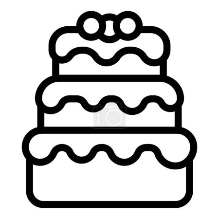 Illustration for Birthday cake icon outline vector. Anniversary sweet dessert. Bakery glazed pie - Royalty Free Image