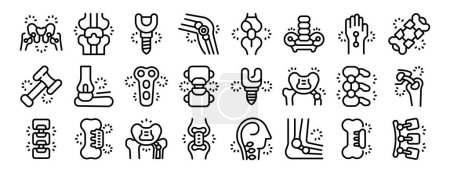 Illustration for Orthopedic implants icons set outline vector. Surgery replacement. Artificial bone - Royalty Free Image