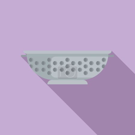 Domestic colander icon flat vector. Cooking tool. Dish utensil