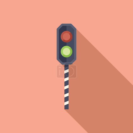 Illustration for Warn lights on railway crossing icon flat vector. Object warn. Sign caution - Royalty Free Image