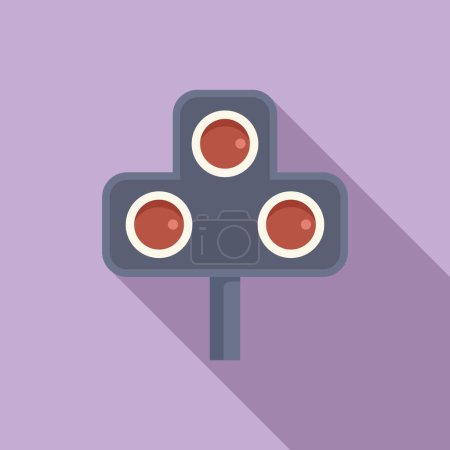 Illustration for Railway semaphore icon flat vector. Side pass road. Danger cross - Royalty Free Image
