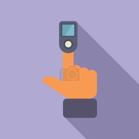 Illustration for Finger blood pressure checker icon flat vector. Home using. Healthy care - Royalty Free Image