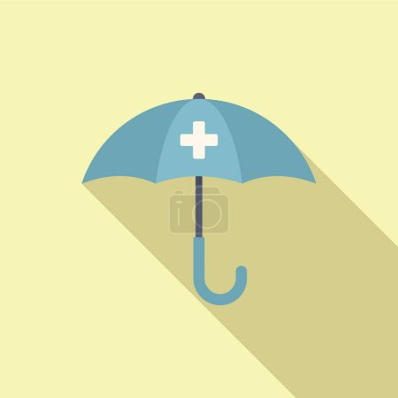 Illustration for Medical umbrella protection icon flat vector. Care medical. Health insurance - Royalty Free Image