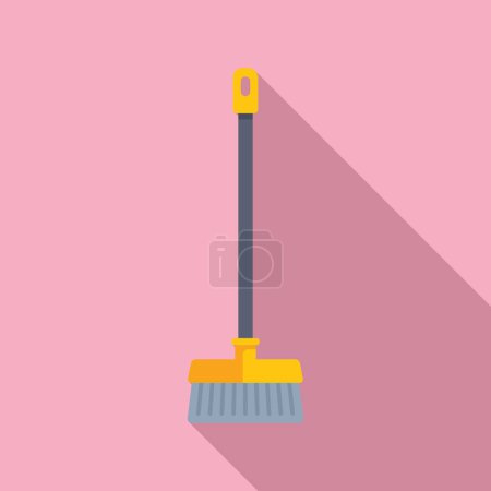 Téléchargez les illustrations : Nettoyage à domicile brosse icône plat vecteur. Équipement de travail. Objet nettoyant - en licence libre de droit