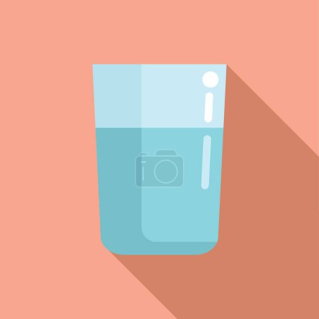 Medio vaso de agua icono vector plano. Bebe fresco. Dieta limpia pura