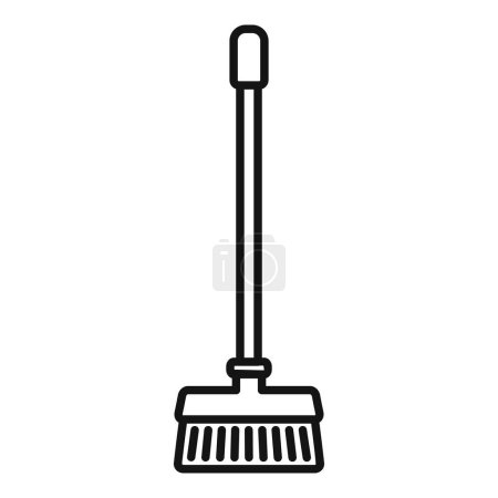 Téléchargez les illustrations : Nettoyage à domicile brosse à plancher icône contour vecteur. Équipement de travail. Objet nettoyant - en licence libre de droit