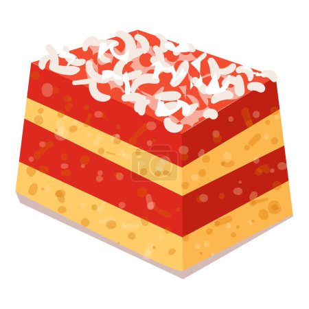 Illustration for Sweet sliced fruit cake icon cartoon vector. Strawberry pastry. Delicious slice - Royalty Free Image