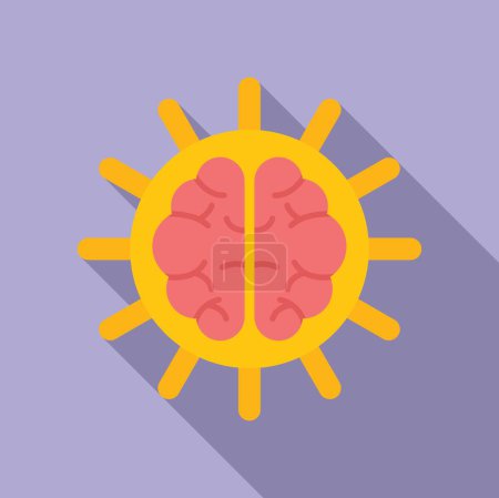 Illustration for Blessed brain icon flat vector. Spiritual practice. Health mood sense - Royalty Free Image