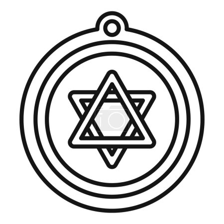 David Stern Medaillon Ikone Umrissvektor. Das Judentum segnete Stern. Anhänger heilig