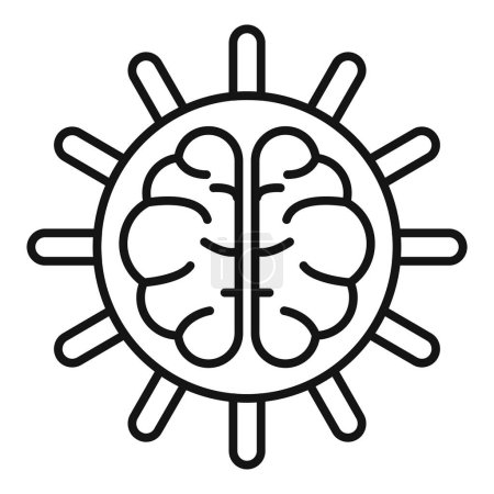 Illustration for Blessed brain icon outline vector. Spiritual practice. Health mood sense - Royalty Free Image