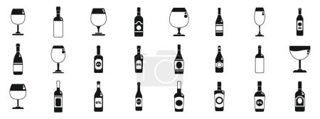 Ilustración de Los iconos del vino no alcohólico establecen un vector simple. Bebida de verano. Bebida saludable - Imagen libre de derechos