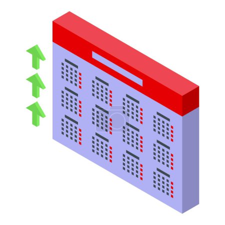 Icono de calendario de pared vector isométrico. Planeación empresarial, Planeador de trabajo