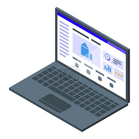 Arbeitende Laptop-Symbol isometrischen Vektor. Leistungsstarker Computer. Online-Streaming