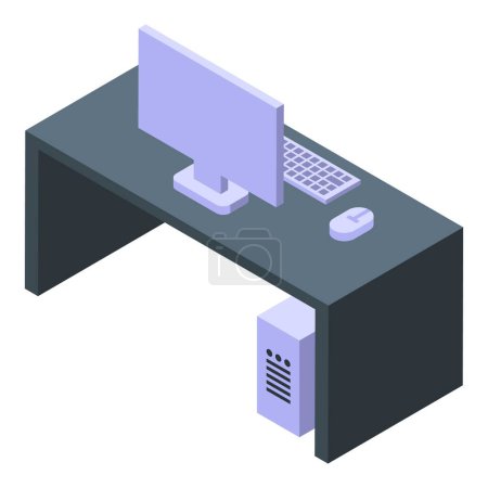 Gaming Computer Desk Symbol isometrischen Vektor. Medienausstattung. Studio desktop