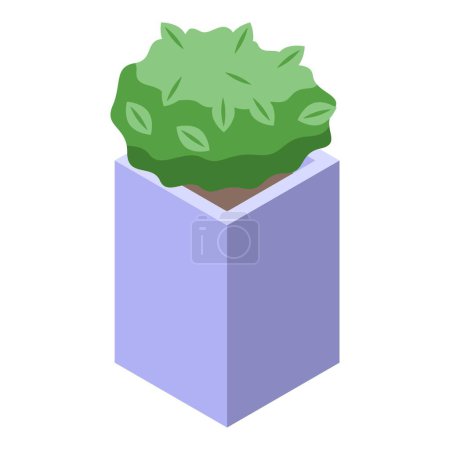 Illustration for Bush plant icon isometric vector. Botany pot. Summer outdoor - Royalty Free Image