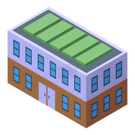 Illustration for City roof gardening icon isometric vector. Eco nature design. City building - Royalty Free Image