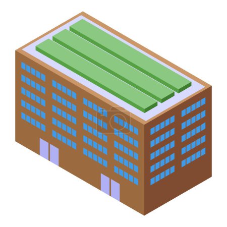 Illustration for Green garden on roof icon isometric vector. City building. Modern grass - Royalty Free Image