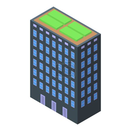 Illustration for Hotel roof gardening icon isometric vector. Eco nature. Garden territory - Royalty Free Image
