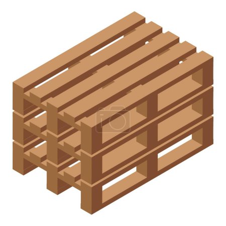 Holzpalettenstapelsymbol isometrischer Vektor. Einzelhandel. Marktlogistik