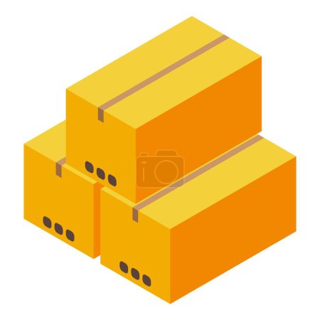 Téléchargez les illustrations : Packed parcel boxes icon isometric vector. Wholesale rental. Stock delivery - en licence libre de droit