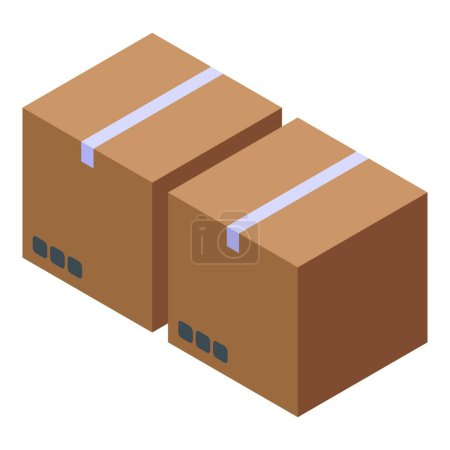 Kisten symbolisieren isometrischen Vektor. Kartonmaterial. Vertriebsmarkt
