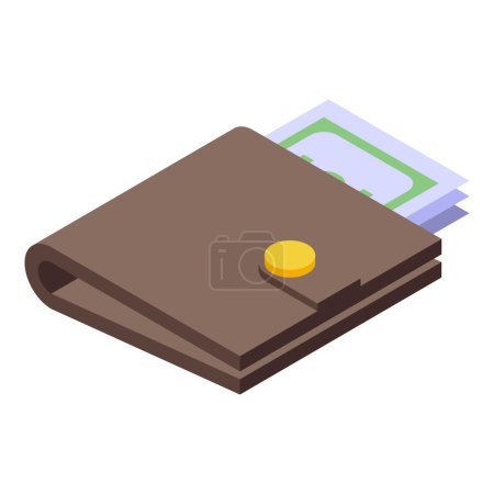 Money wallet icon isometric vector. Folding finance case. Banknotes and cards storage