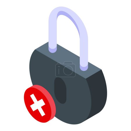 Blocked access padlock icon isometric vector. Incorrect password. Failure account authentication