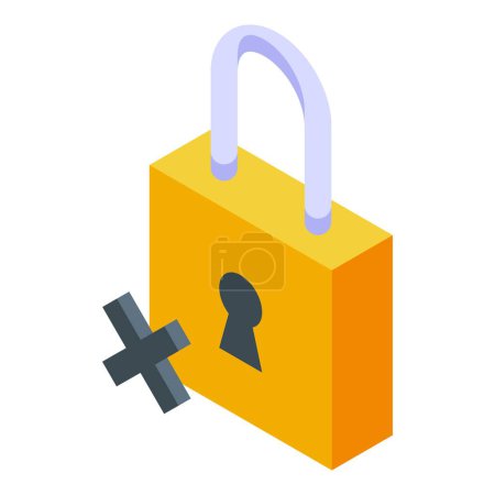 Locked security padlock icon isometric vector. Access failure password. Wrong authentication account