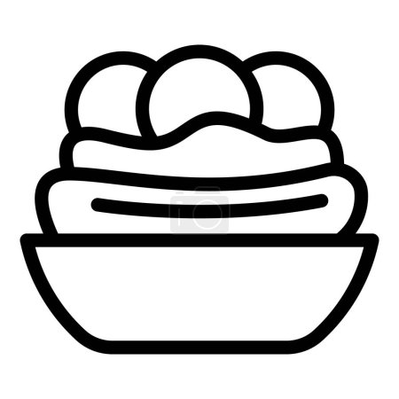Banana split delight icon outline vector. Dessert with creamy topping. Dairy frozen sweet food