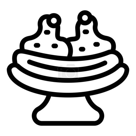 Banana split cream topped icon outline vector. Delicious sweet treat. American chilled dessert
